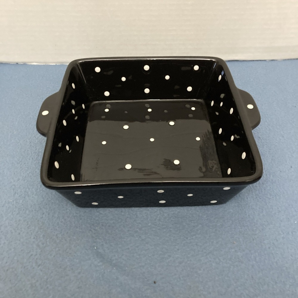 Temp-tations by Tara Polka Dot Black 8" (2 QT) Square Baker/Casserole Dish